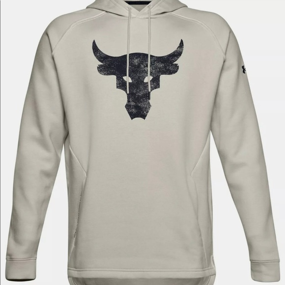 Under Armour Other - Under Armour Men Medium Project Rock Brahma Bull Hoodie Pullover White 1362104